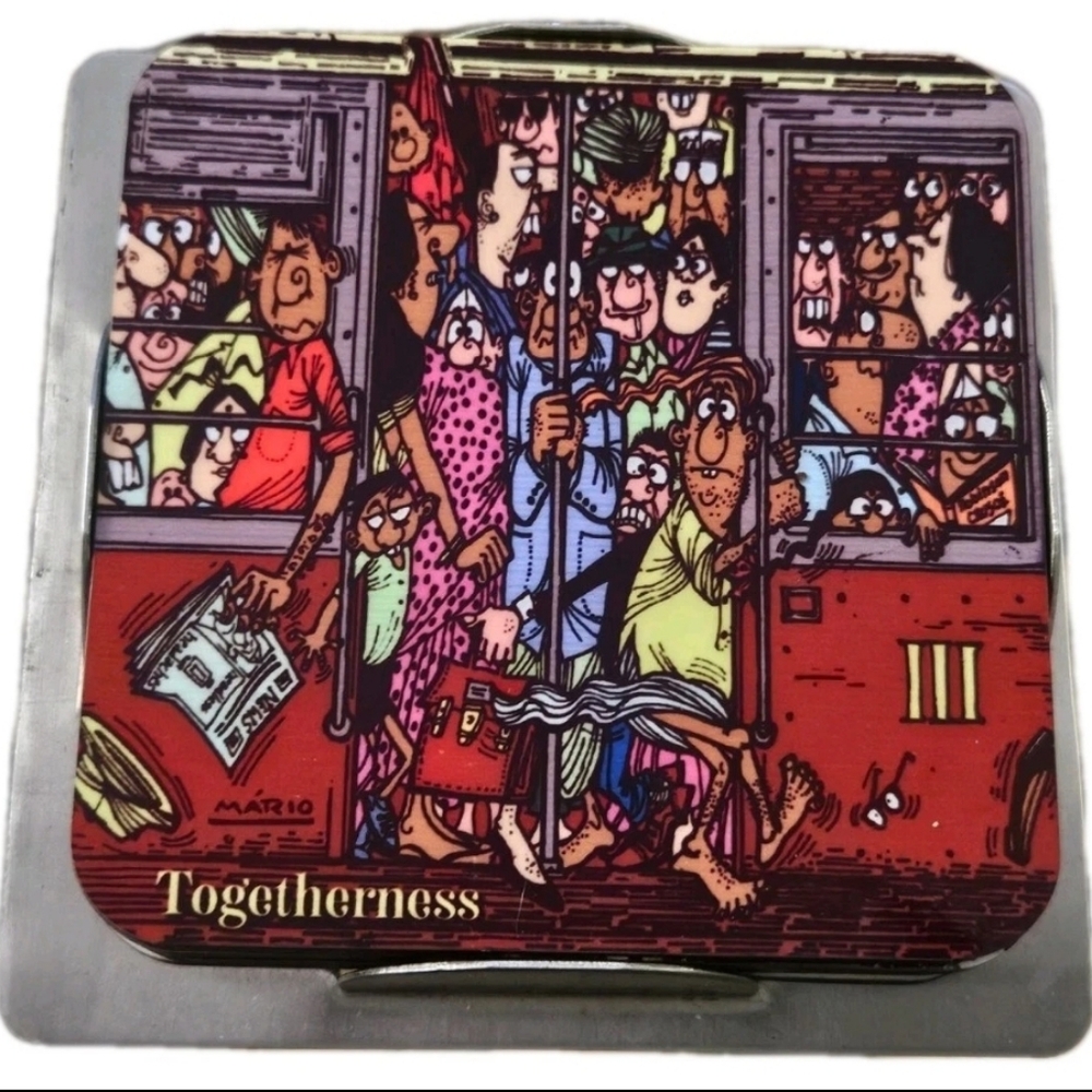 Mario Gallery Mumbai Artist Miami  Cartoon Artwork 6 Piece Coasters & Holder Set